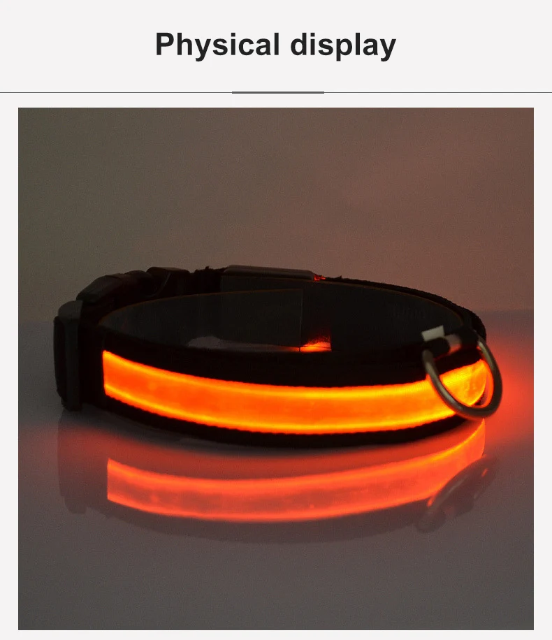 Collar De Seguridad Led Luminoso Para Mascotas Luz De Nailon Recargable