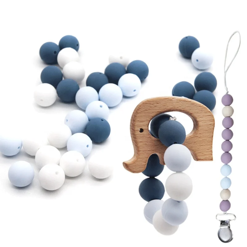 Custom 9mm/12mm/15mm/19mm/20mm Round Pattern Beads Silicone Soft Chew Beads Designs Silicone Bead Teethers