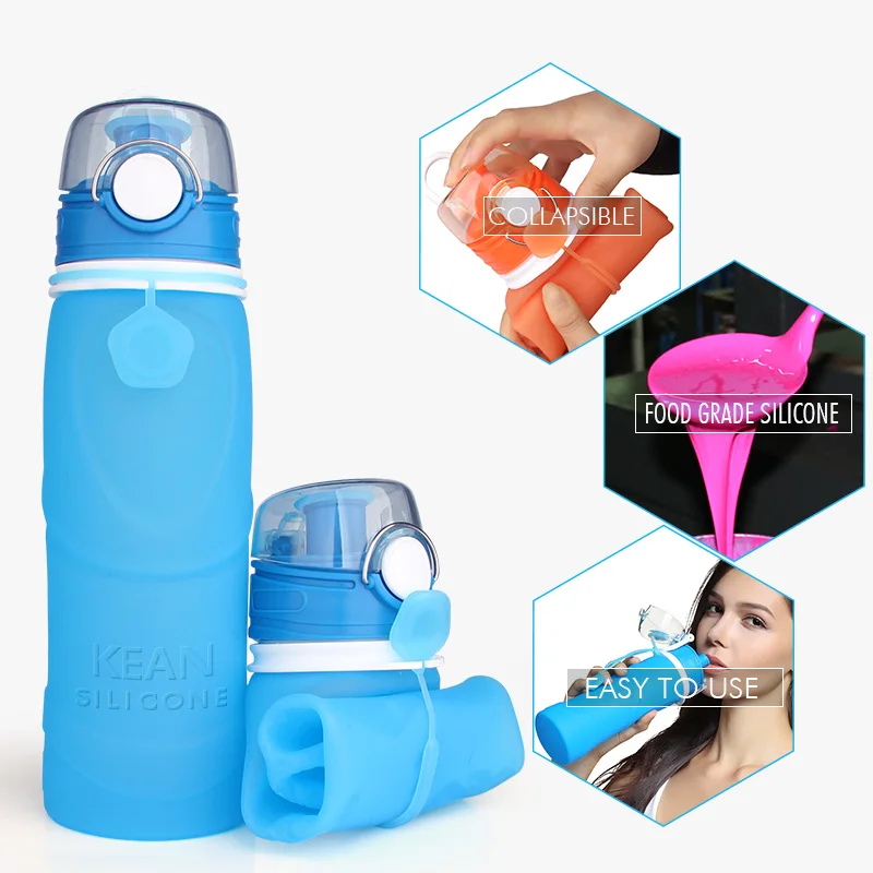 Custom Logo Hot Kids Silicone Drinking Bottle Collapsible Insulated Sports Water Bottle