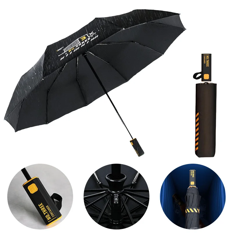 Promotional Wholesale paraguas logo custom travel windproof rain suntan folding three folding compact automatic umbrella