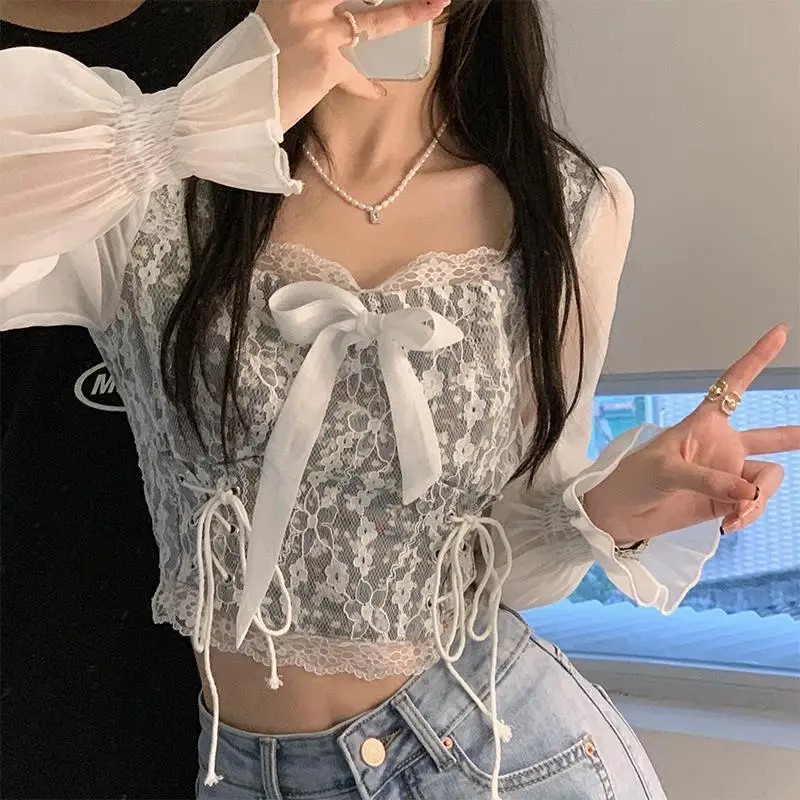 2023 Hot Sale Women Summer Floral Square Collar  Vest Tank Tops Lace High Waist Slim Pullover Sexy Top T-Shirt