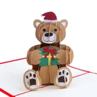 Paper Craft Personalized Christmas Bear 3d Pop Up Cards For Kids