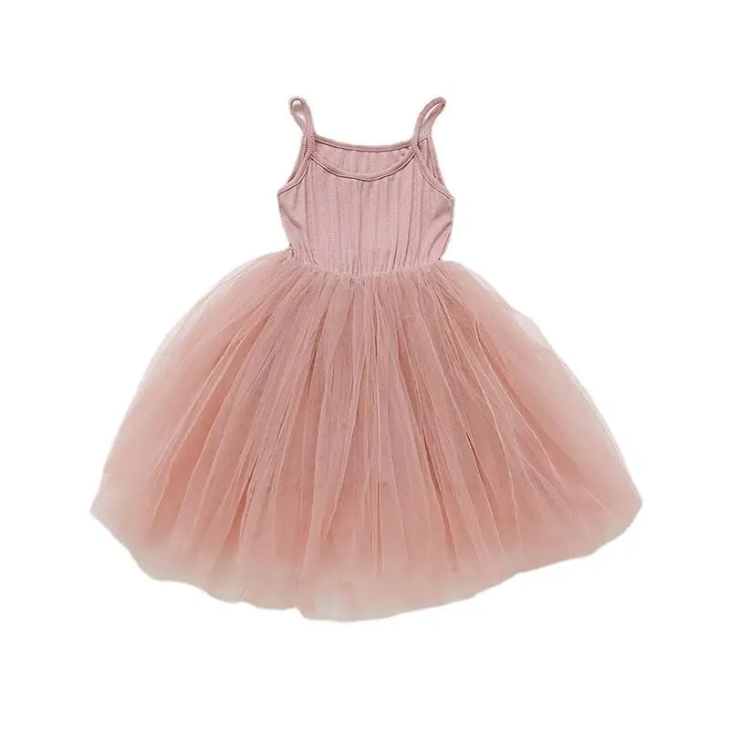 Mesh Suspender Girl Dress 2023 New Sweet Princess Skirt Children Clothes