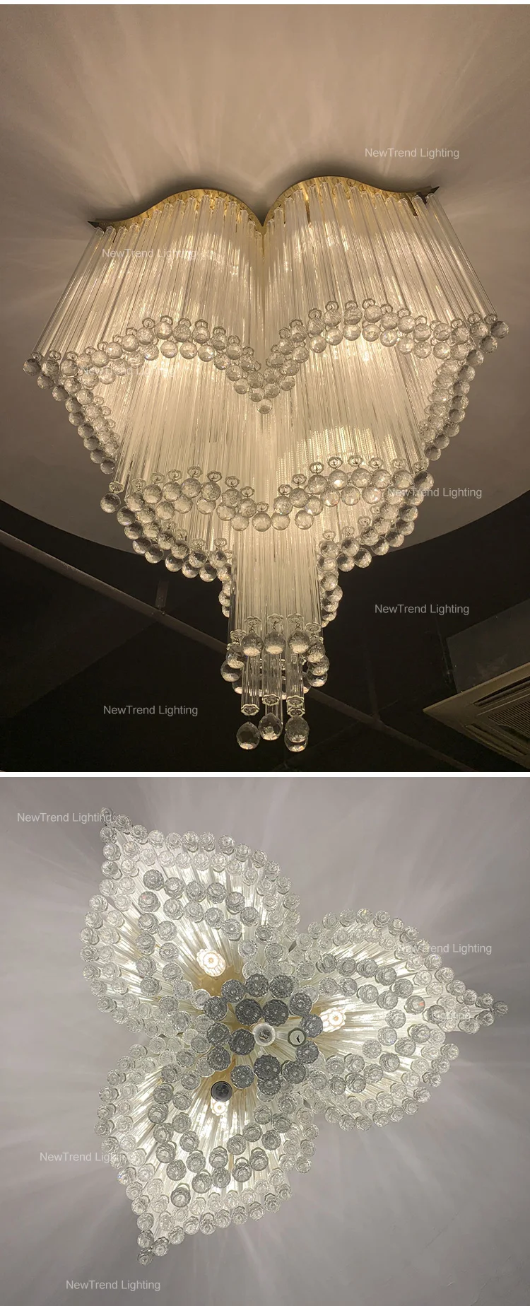 CPL-196 Luxury Style Indoor Decoration Hotel Villa Staircase Lobby Hall Crystal LED Ceiling Chandelier manufacture