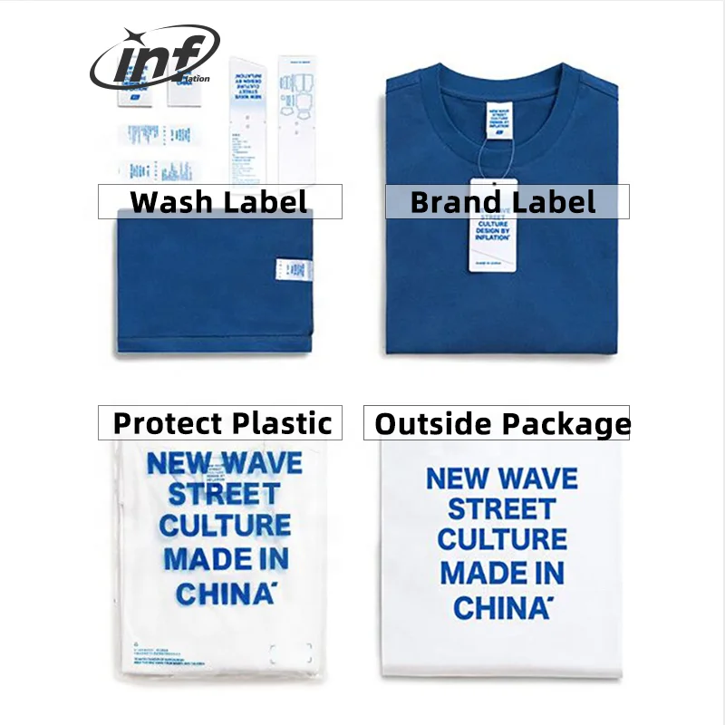 INFLATION Acid Wash T shirt Custom branded clothes logo printed summer men tshirt