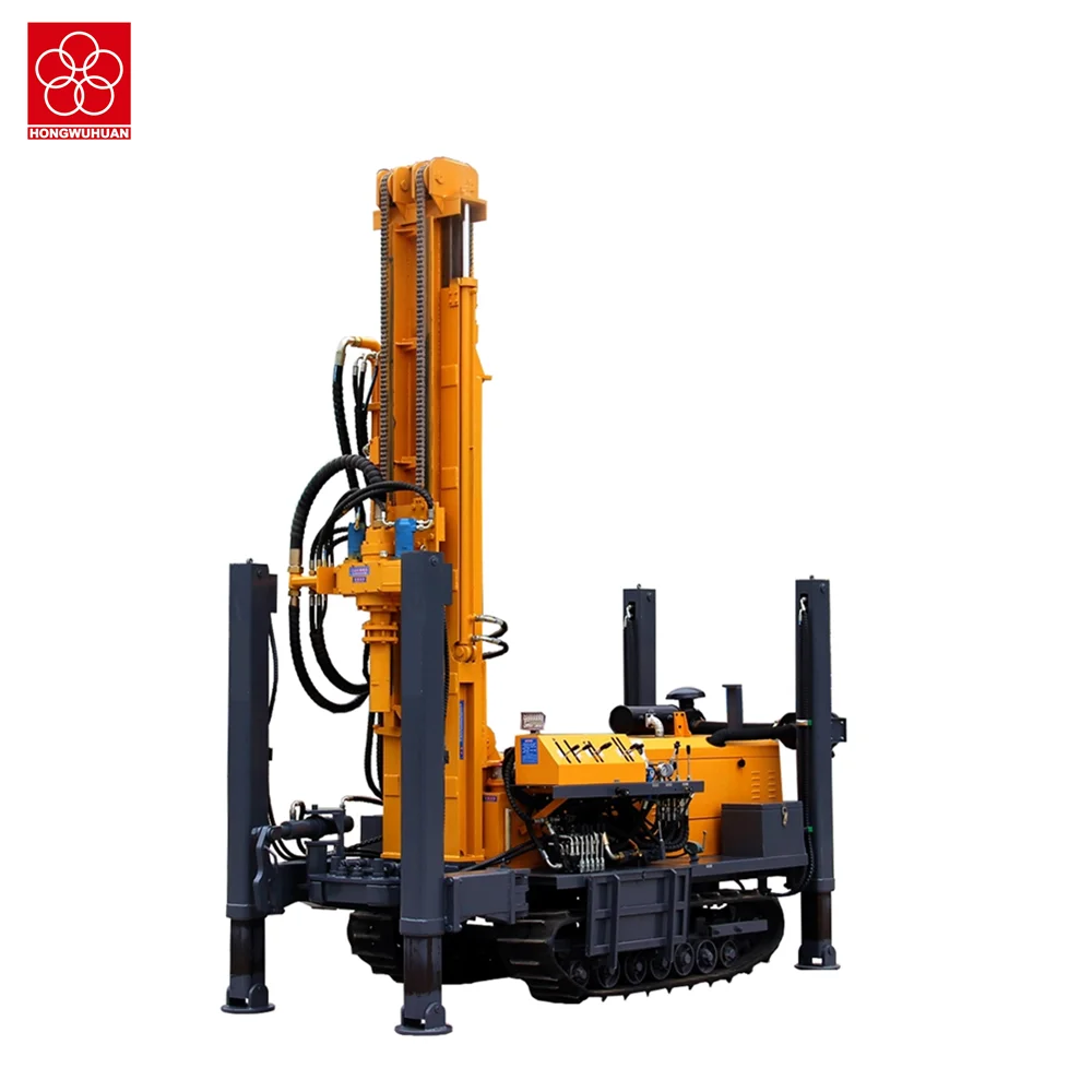 hongwuhuan HWH180 180m drilling depth pneumatic DTH crawler drilling rig for water well drilling rig machine driven