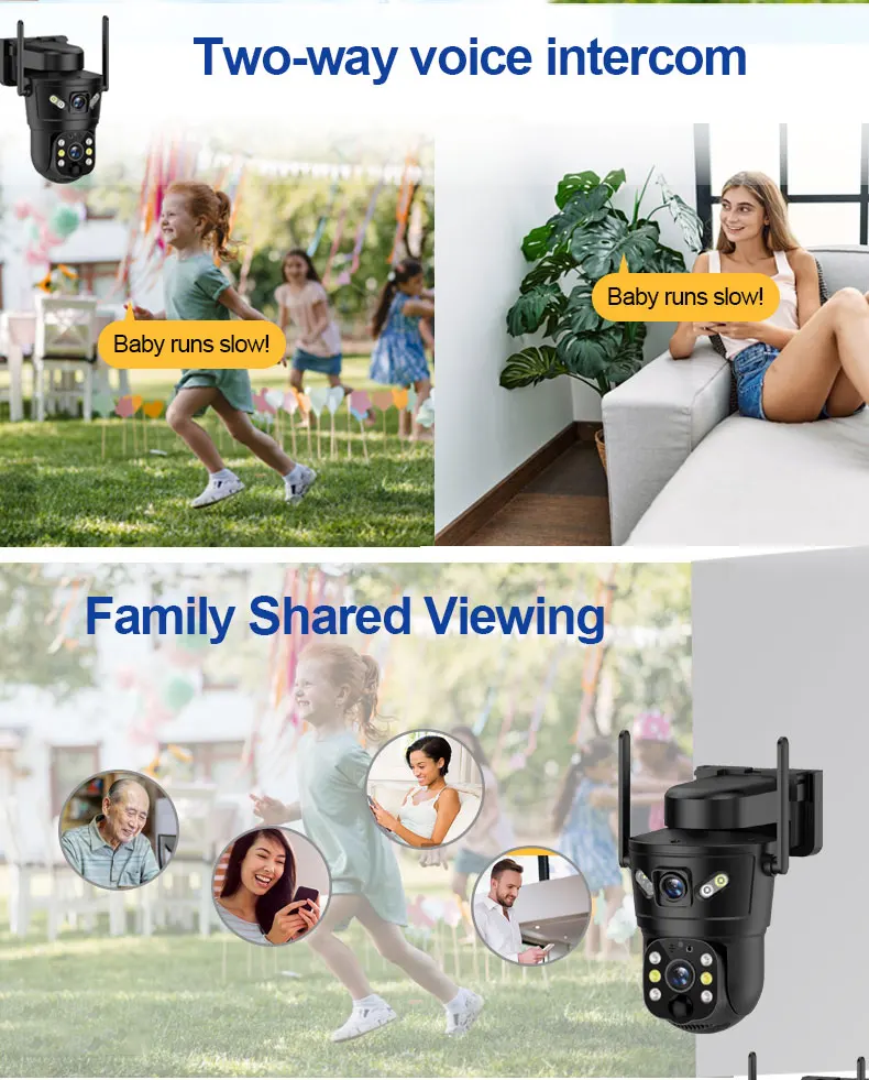 V380 pro 6MP户外无线摄像头ptz太阳能家用防水安全电池供电无线4g高清sim卡摄像头监控