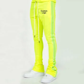 Customize Stacked Pants Jogging Suit Contrast Side Tape Men Skinny Slim Fit Jogger Pants For Men