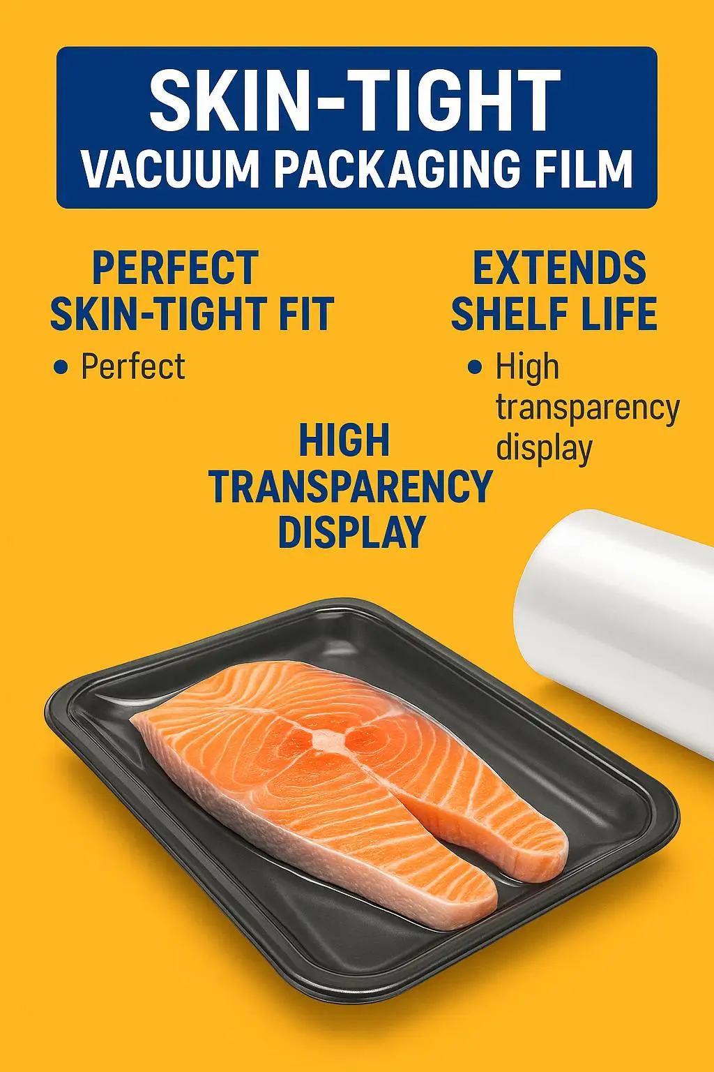 High-Barrier Vacuum Skin Film Roll for Fresh Meat, Steak, and Seafood Packaging - detail 3