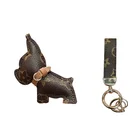 Charm Special Cute Luxury Custom Bull Dog Leather Keychain Charm