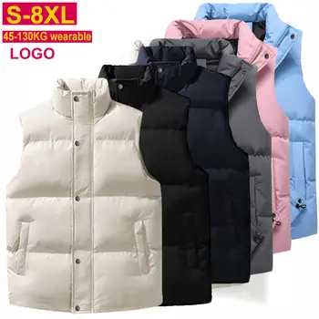 High quality vest European size custom logo winter warm bubble vest large sleeveless men's down jacket vest
