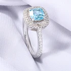 Silver Ring 925 Sterling Silver Wedding Jewelry Rhodium Plated Promise Ring Blue CZ Zircon Luxury Engagement Ring