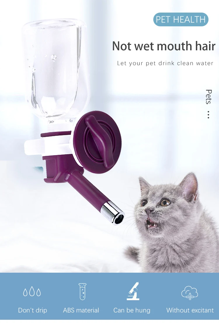 RTS Dog Hanging Bottle Dispenser Pet Cat Automatic Water Drink Dispenser in Cage factory