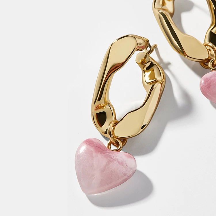 chunky chain oil heart pendant love earrings for girlfriend