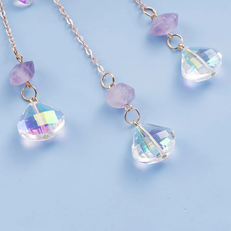 product wholesale moon and star pendant crystal glass art decor natural stone crystal sun catchers with gift box-5