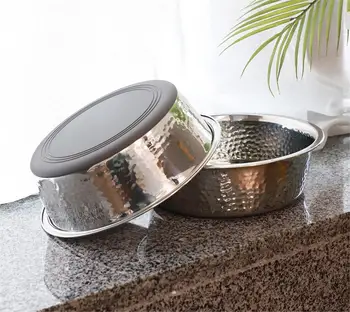 Pet food bowl custom stainless steel pet bowl silicagel non-slip anti-drop dog bowl pet feeding