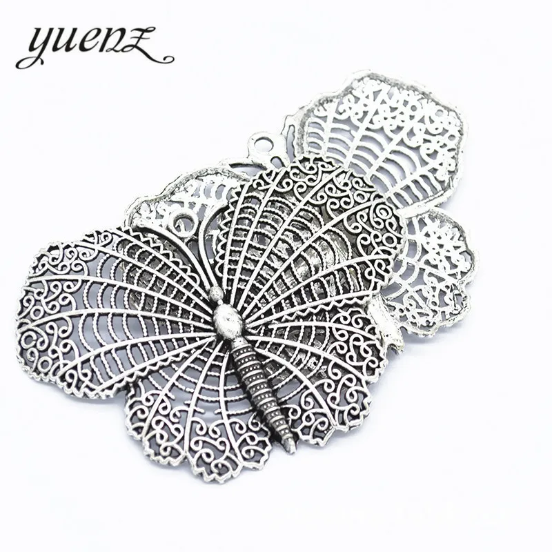 YuenZ 2 colors Exquisite vintage  Alloy butterfly Charms Pendant for Jewelry Making Accessory 68*46mm D275