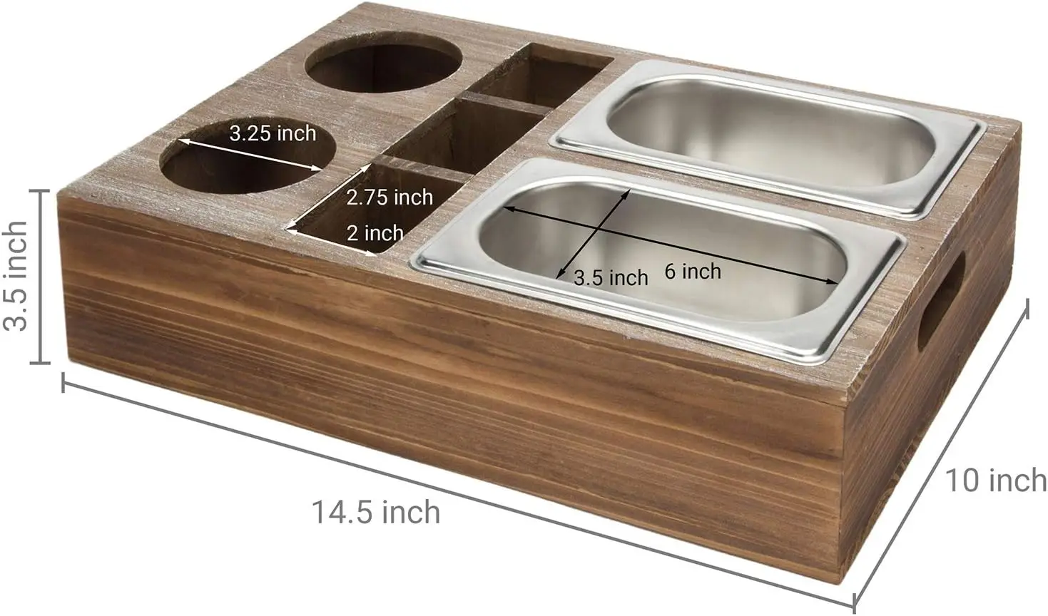 product couch bar with 3 remote control holder slots acacia wood couch snack caddy tray with 2 drink cup holders-1