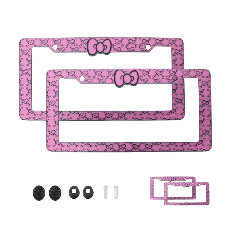 Custom USA Bowknot License Plate Frame UV Printing Plastic License Plate Frame for Cars Decoration factory