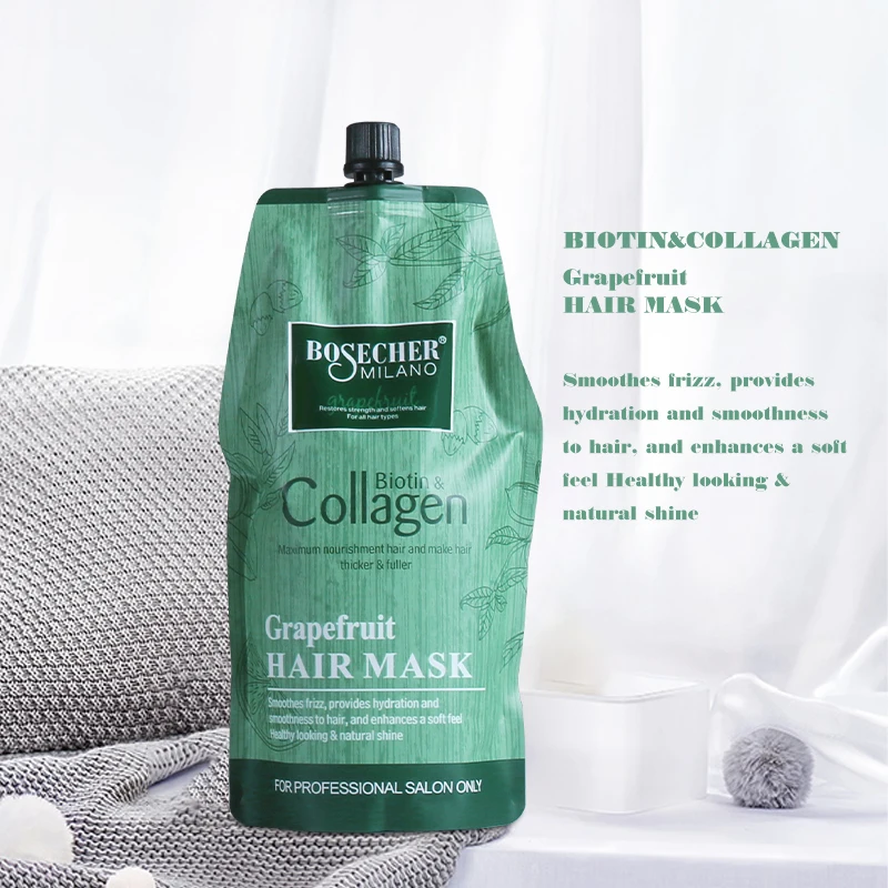 Bosecher Private Label Grape Fruit Collagen Hair Treatment Cream OEM Keratin Treatment Natural Moisturizing Repair Hair Mask