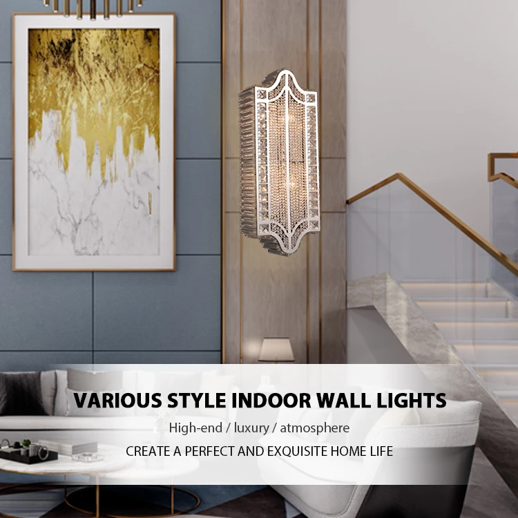 Modern Crystal Stainless Steel Sconces Gorgeous E14 Lighting Wall Lamp