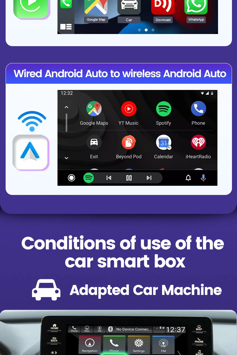 New Carlinkit Wireless Android Auto Dongle Wired Carplay To