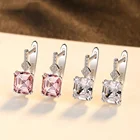 Silver Earring Earrings Silver Silver Earrings CZCITY Square Shape Sterling Silver 925 Lab Gemstone Morganite Earring Women Exquisite Drop Earrings