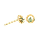 Cz Earring Gemnel Circular Design Piercing Green Cz Studs 925 Earring Sterling Silver