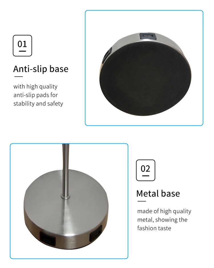 Living room furniture trim lamp Grey TC cloth cover dual USB desk lamp