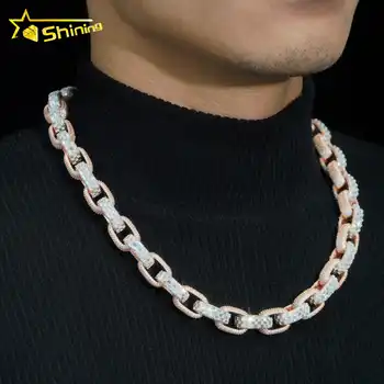 Hip Hop Style 13MM Luxrury Soild Silver 925 Cuban Link Moissanite Hip Hop Cuban Link Chain Rapper Jewelry