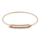 Stainless Steel Stainless Steel Hook Clasp Open Rose Gold Cubic Zirconia Adjustable Bangle