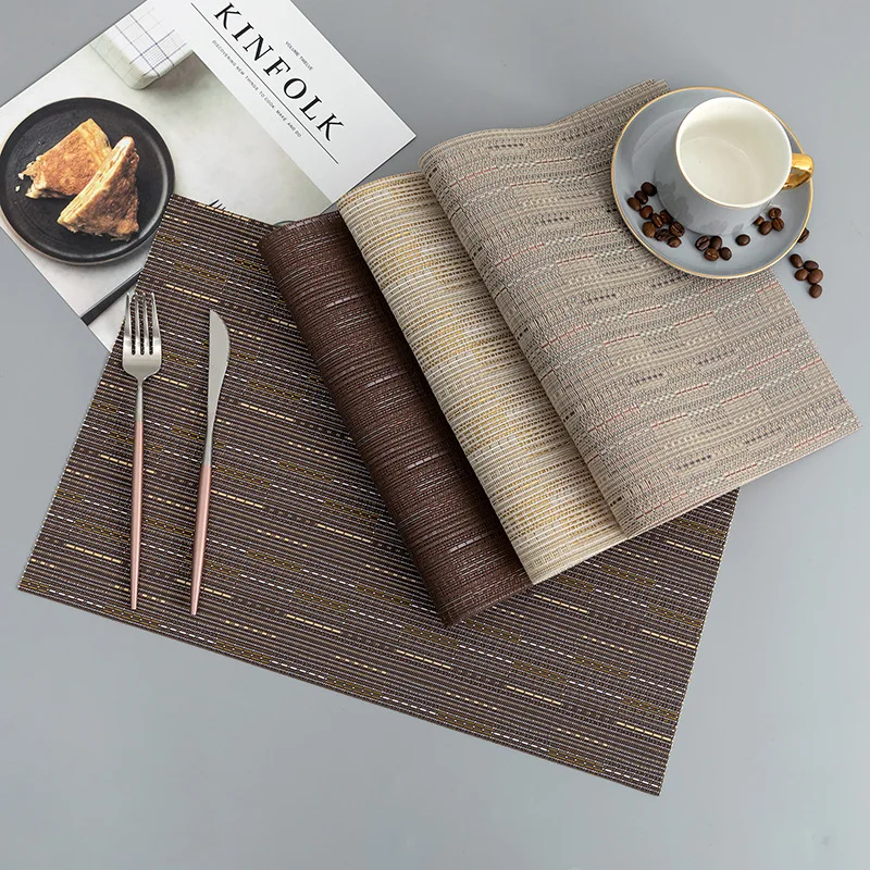 Wholesale Heat-resistant Place Mats Non-slip Washable PVC Rectangle Table Mats Woven Vinyl Placemat For Dinner