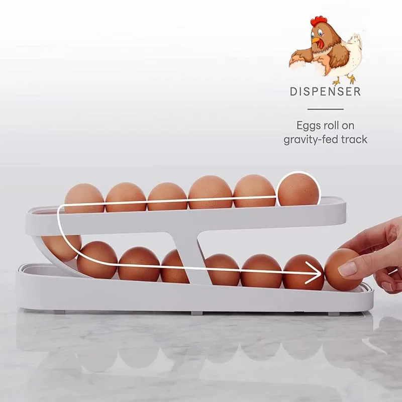 Innovative Plastic Egg Dispenser Rollator with Rollover Feature ABS Storage Container Shelf Household Organization Egg Packing