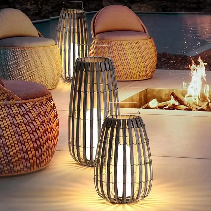 Rattan Lantern With Handle For Garden And House Decoration Woven Lantern For Home Decor