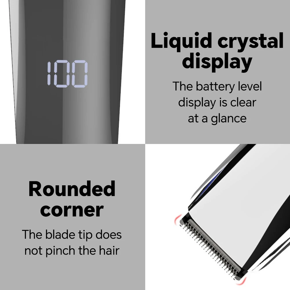 USB Rechargeable Adjustable Comb Digital Display Electric Hair Clipper factory