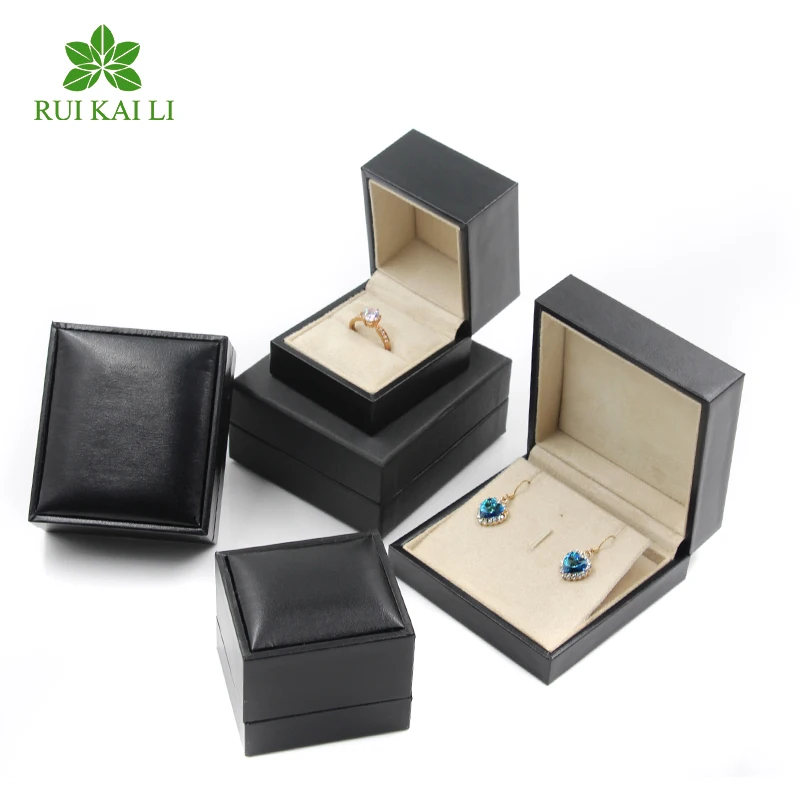 RuiKaiLi High-end black jewelry packaging box European square ring box jewelry box customization