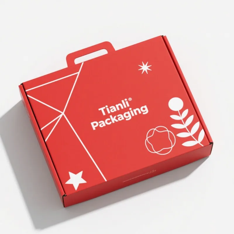 product shipping gift box with handle durable corrugated box wholesale custom foldable handbag cardboard packaging-9