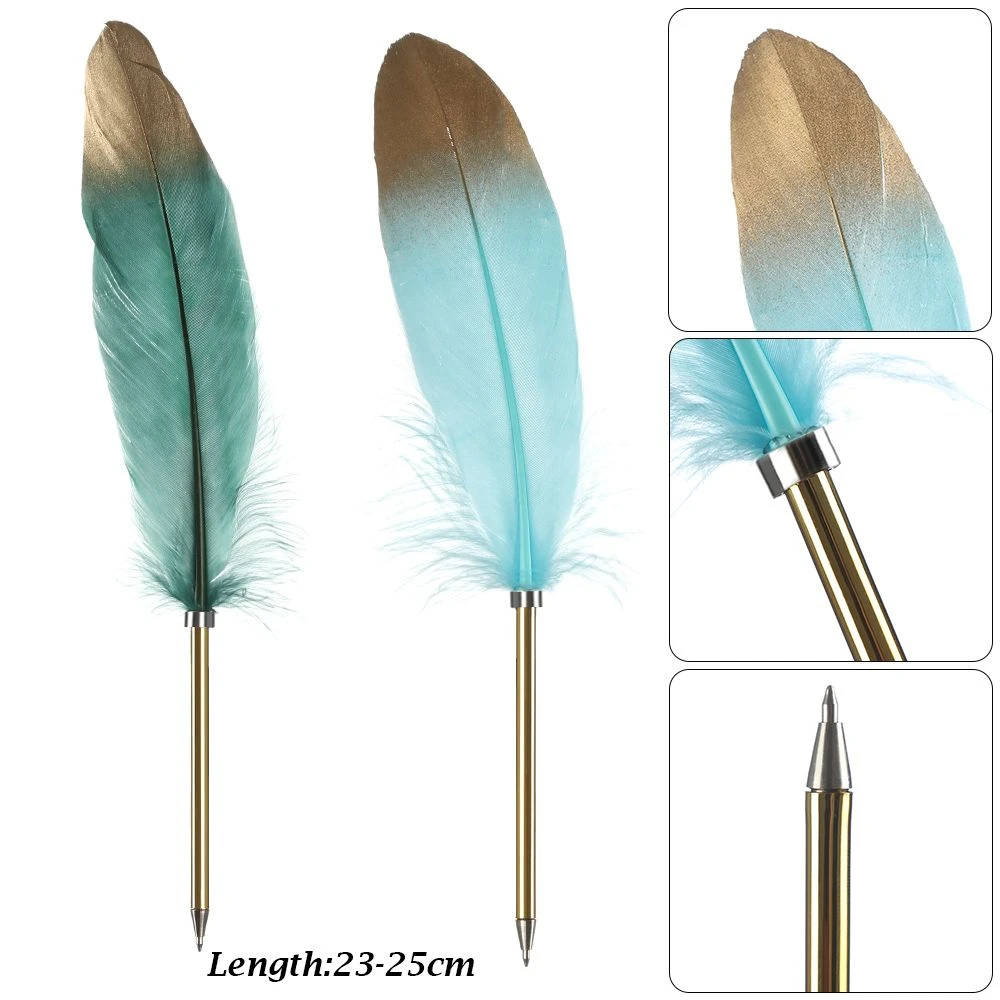 Retro Feather Ballpoint Pen Signature Pens Spray Gold Writing Tool Novelty Christmas Gift School Office Stationeries Supply