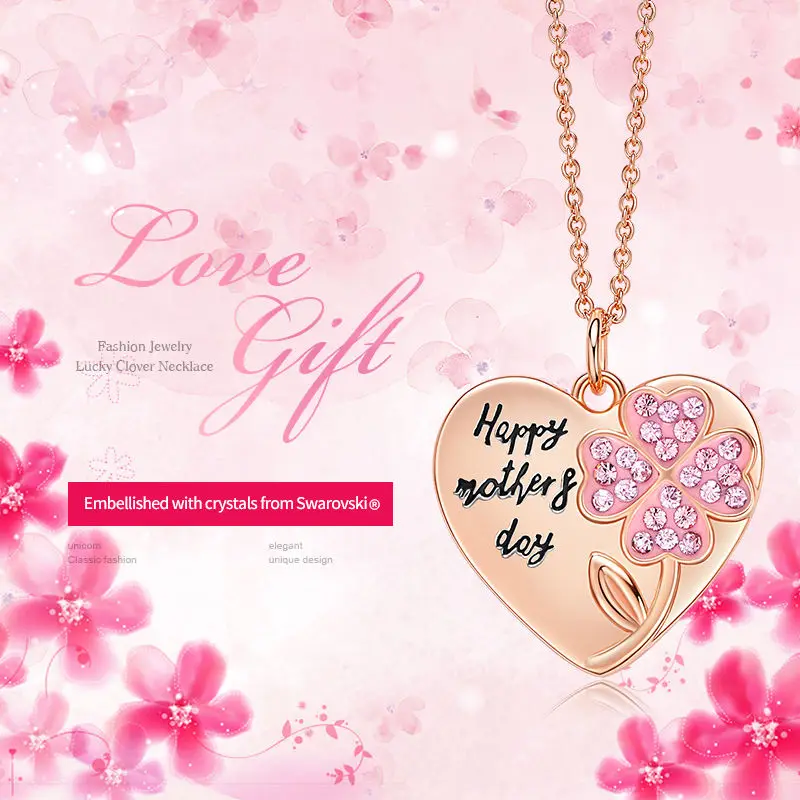 CDE N1800 Fashion Brass Copper Alloy Jewelry Wholesale Custom Pendant Rose Gold Plated Heart Necklace For Women Gift