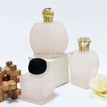 Custom Design Unique luxury Perfume 100ml Frosted Peach Color Glass Bottle Refill Fancy Perfume Spray bottle With Gold Cap