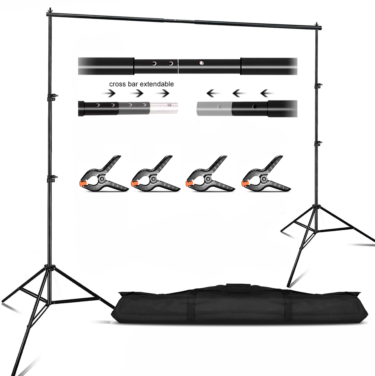 Backdrop Support Stand 2 x 3 m Adjustable Background Stand Backdrop Support System Kit with Carry Bag for Photo Video Studio Maxztill Updated 7 x 10 ft 