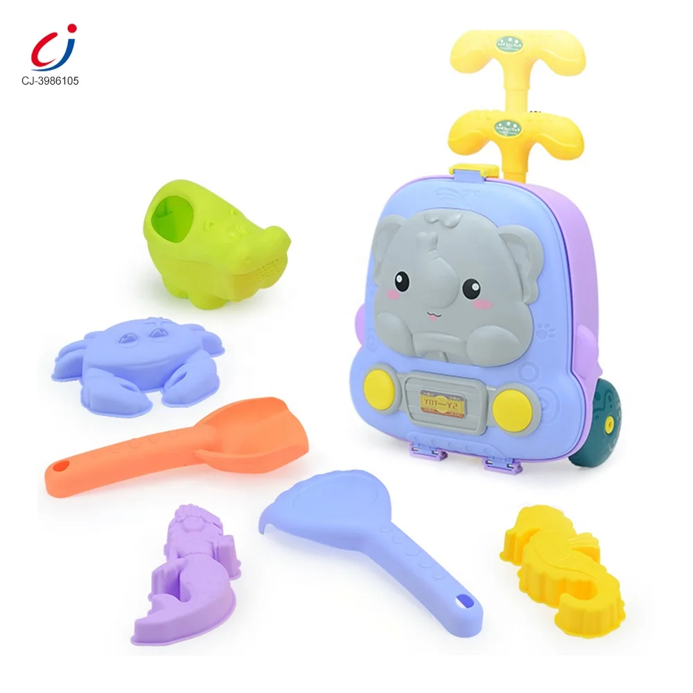 Chengji outdoor toy new style 3 in1elephant 8pcs summer beach sand luggage toy children play sand water beach toy set