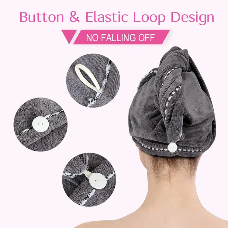 Custom Microfiber Super Absorbent Quick Drying Soft And Comfortable Hair Dry Towel Cap