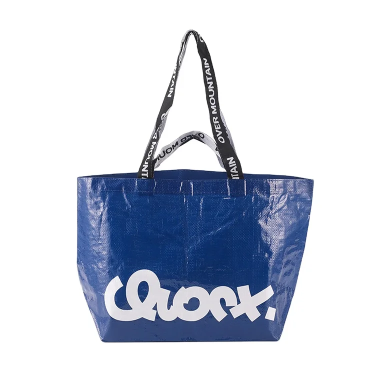 extra large heavy duty polypropylene full color printing gold shopping pp woven bag for big clothes