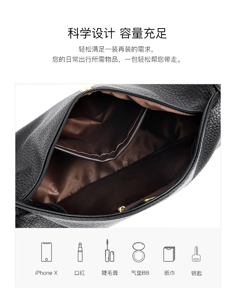 Fashion Women's Bag Solid Color Premium Casual Portable Tote Bag Large Capacity Simple Single Shoulder Messenger Bag