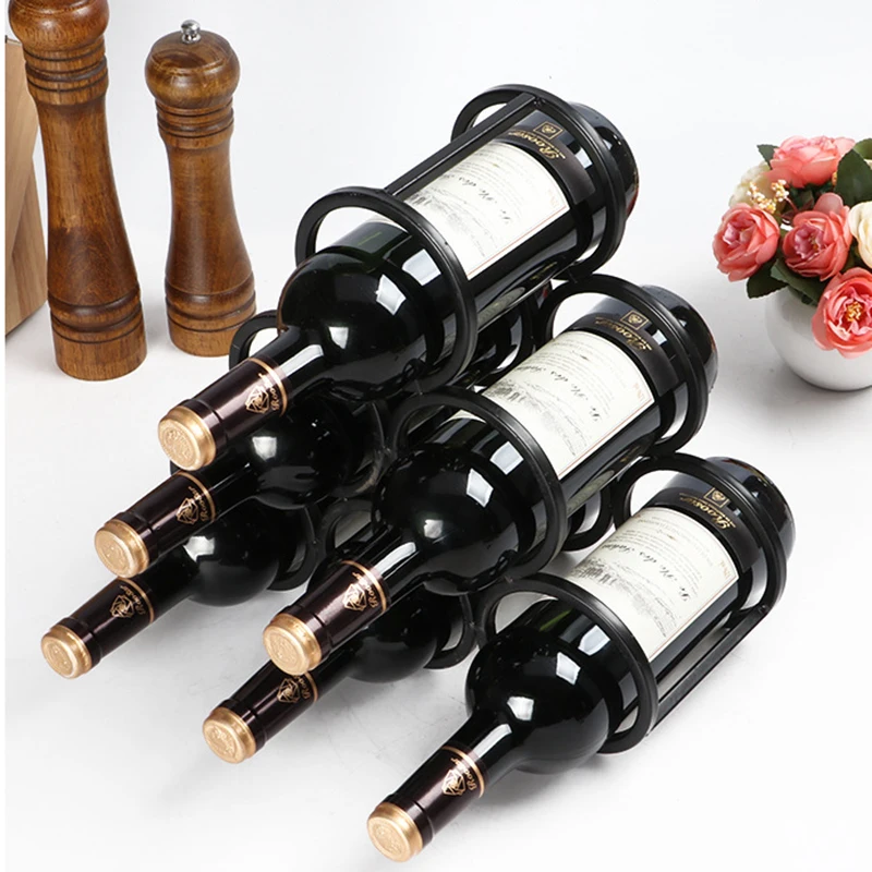 Iron Wine Racks Countertop 6 Bottle Wine Rack Free Standing Metal Wine Bottle Holder