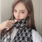 Knitted Scarf Best Selling Fashion Knitted Letter Scarf Ladies Winter Plaid Scarf Wholesale