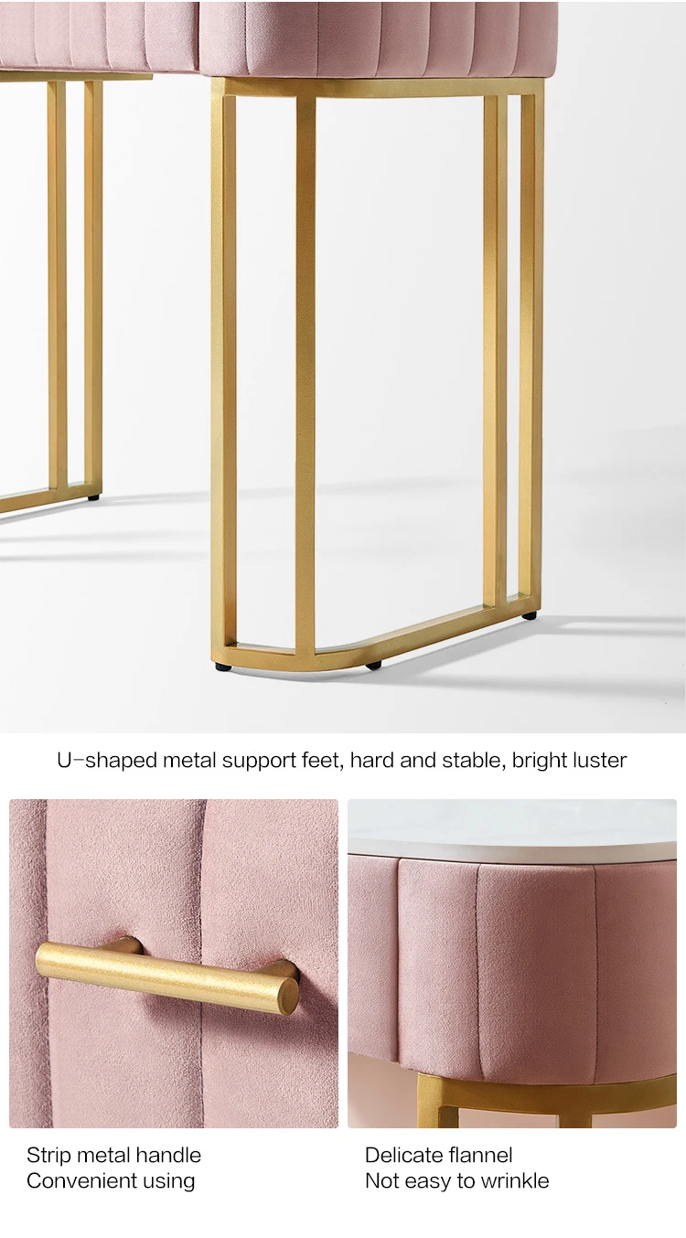 Linsy Modern Home Furniture Classic Professional Turkish Style Bedroom Velvet Dressing Makeup Table With Mirror LS172C1-A