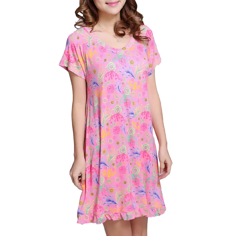 Floral Printed Bamboo Ladies Night 
