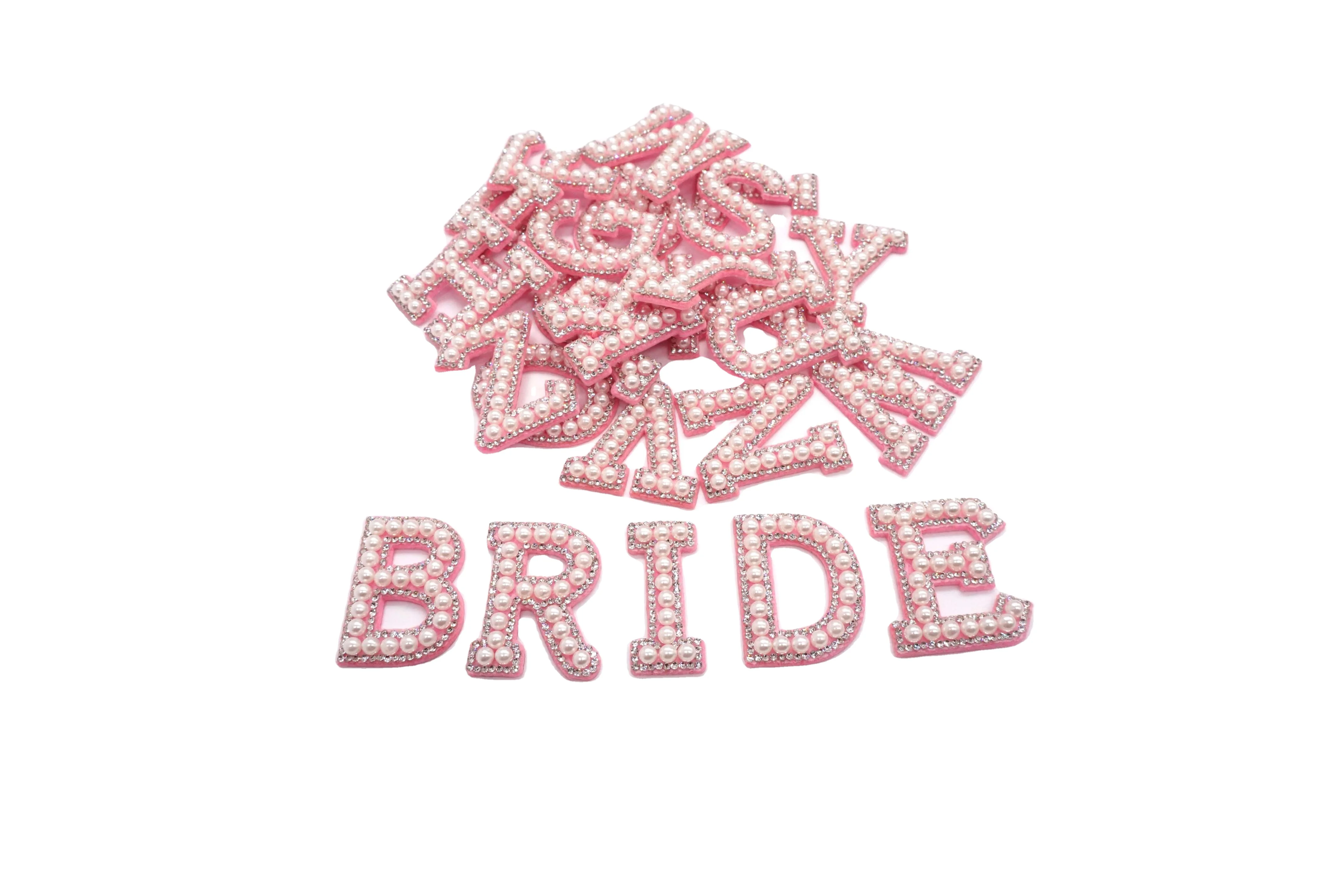 Factory direct sale Y letter iron on patches bulk rainbow pearl letter patches